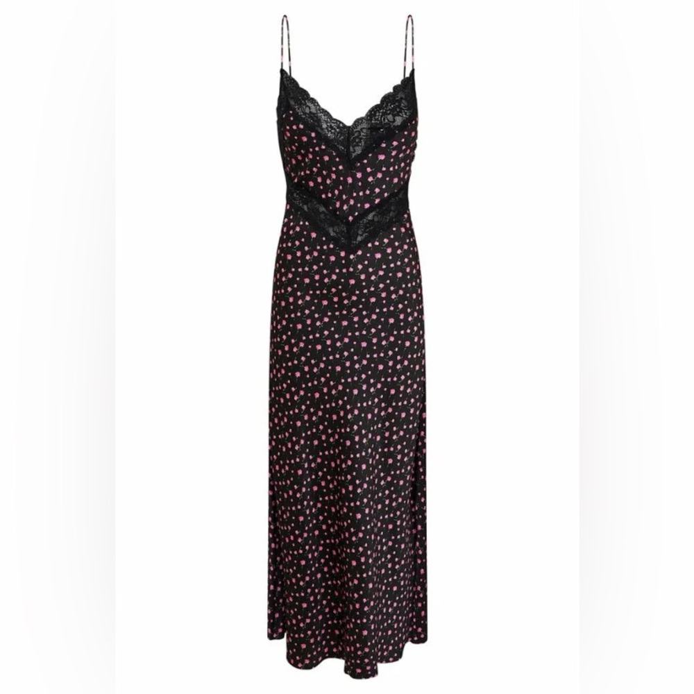 LoveShackFancy Black and Pink Lace Dress